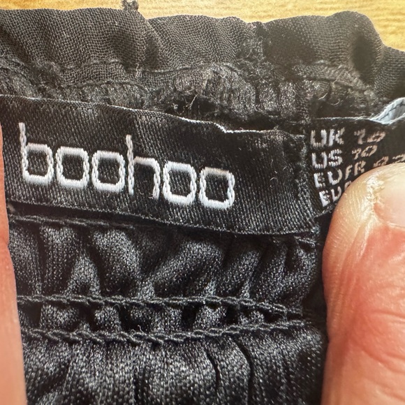 Boohoo Off the Shoulder Polka Dot Ruffle long sleeve sheer Crop Blouse Size 10 - Picture 5 of 5